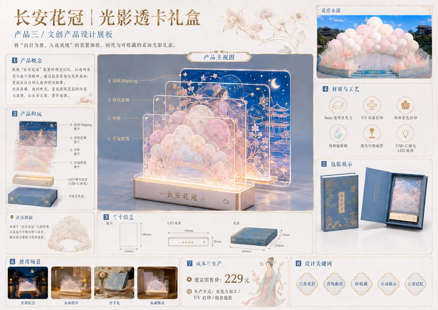 长安花冠光影透卡礼盒概念设计版面